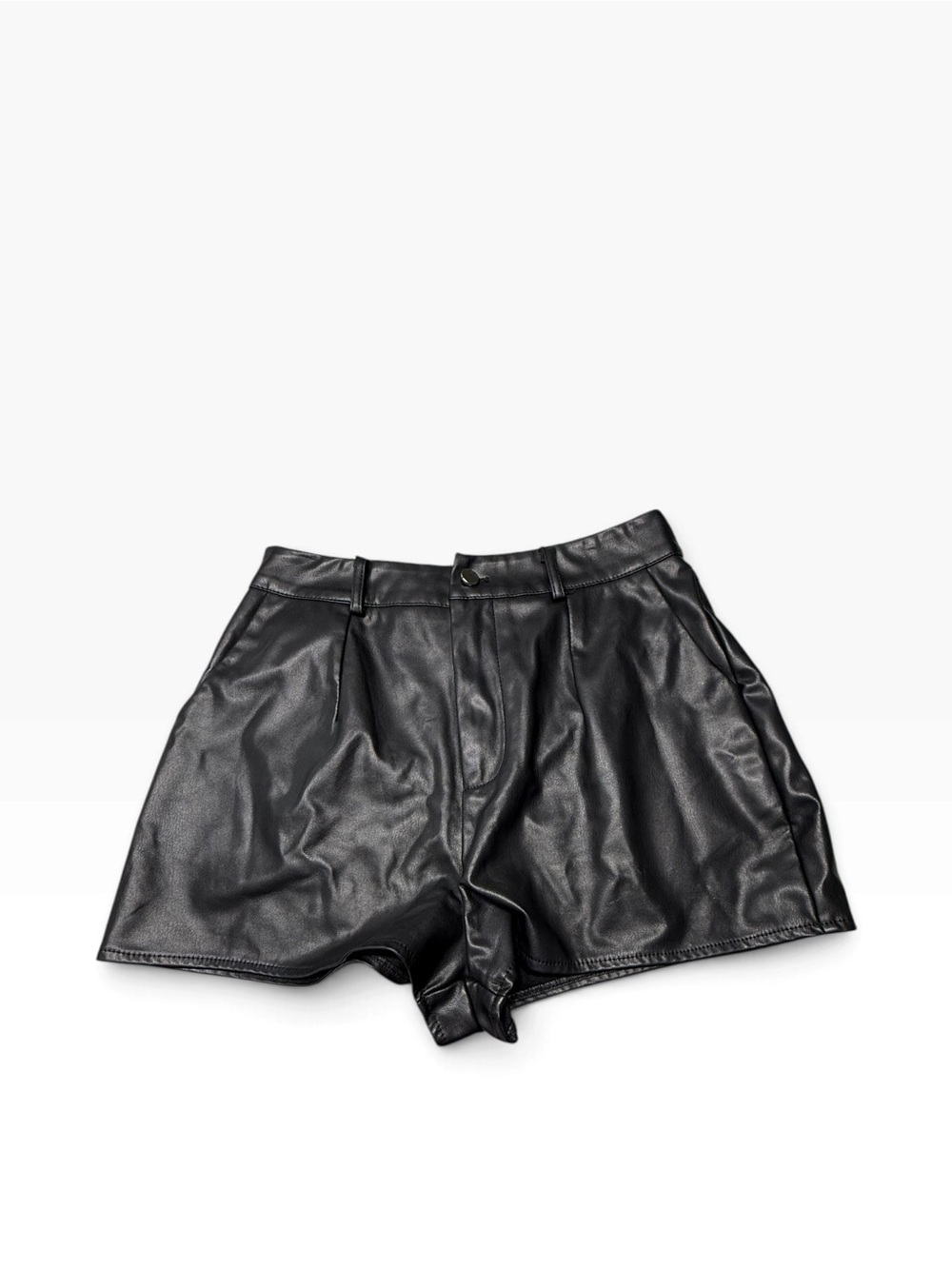 Missguided Black Faux Leather High-Waist Shorts